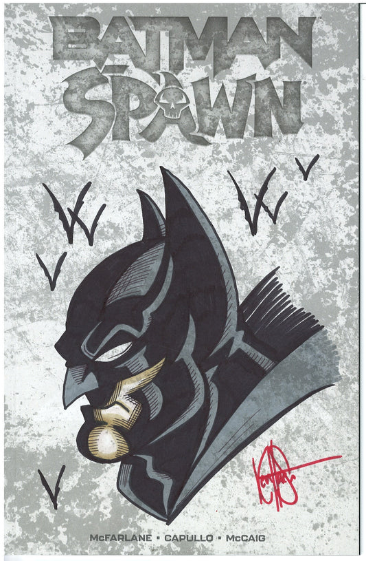BATMAN/ SPAWN #1 BLANK COVER VARIANT SIGNED WITH BATMAN COVER SKETCH BY KEN HAESER